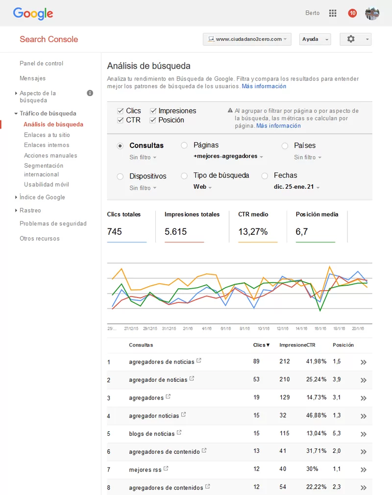 captura webmaster tools