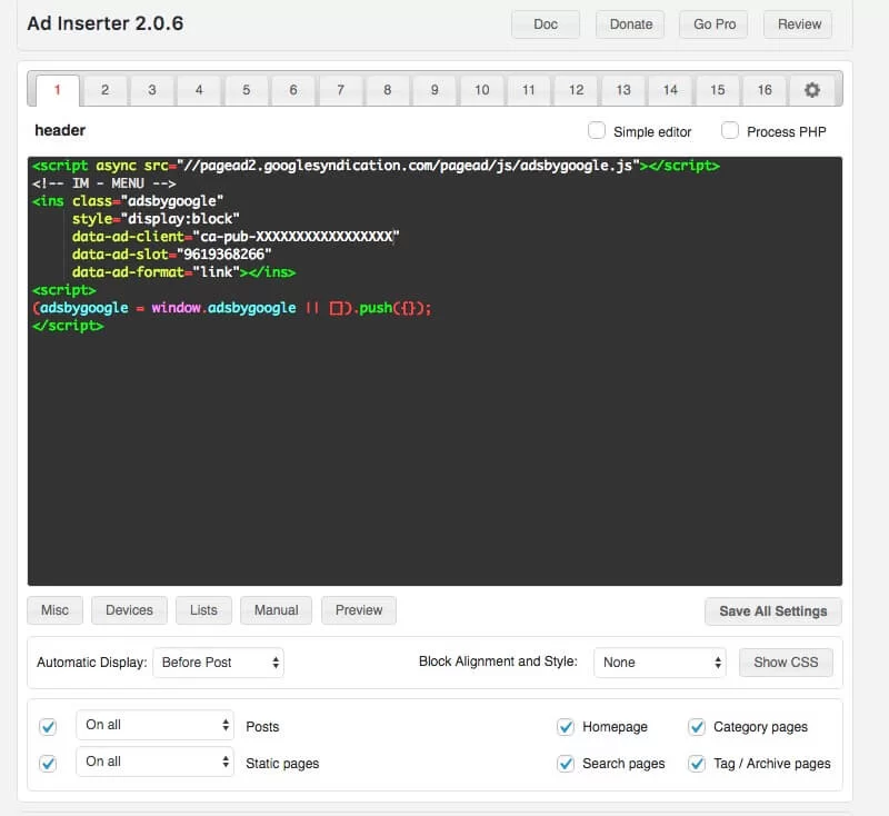 plugin ad inserter