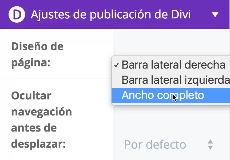 ajaustes ancho completo pagina