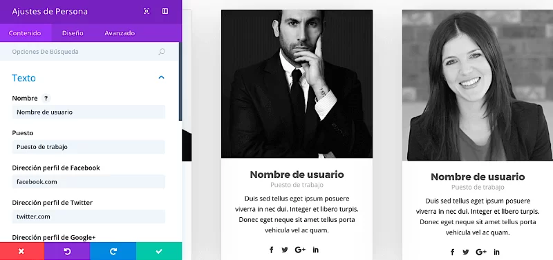 ajustes modulo persona