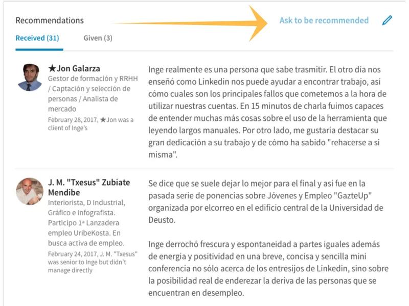 solicitar recomendacion