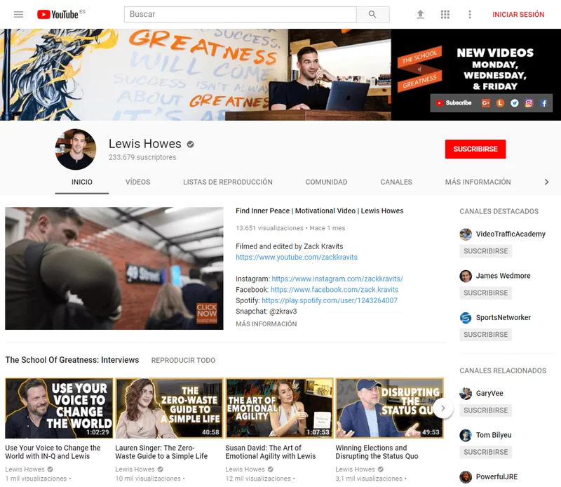 captura del canal YouTube de Lewis Howse