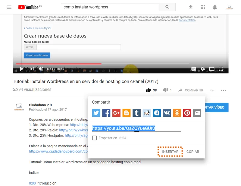 cómo embeber un video youtube
