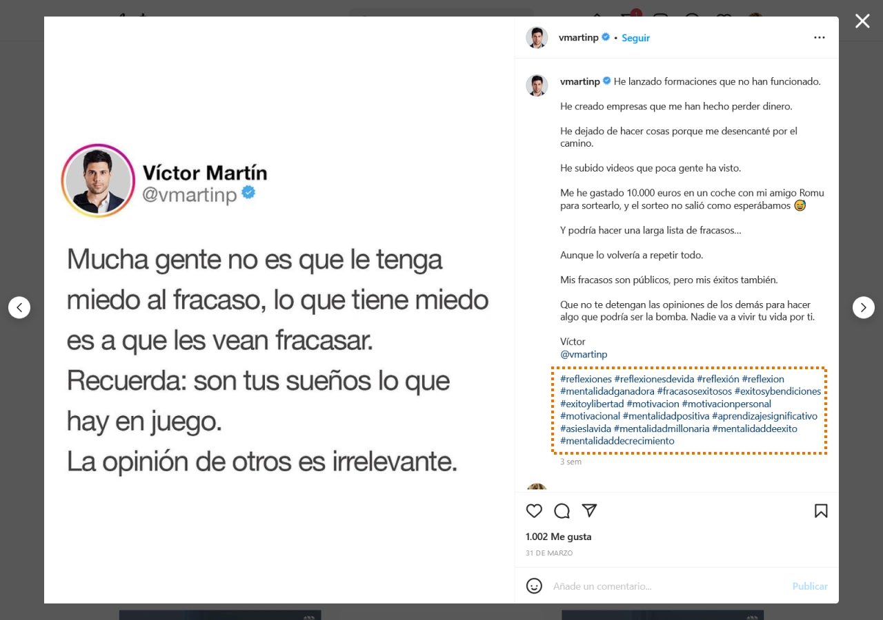 ejemplo hastag instagram