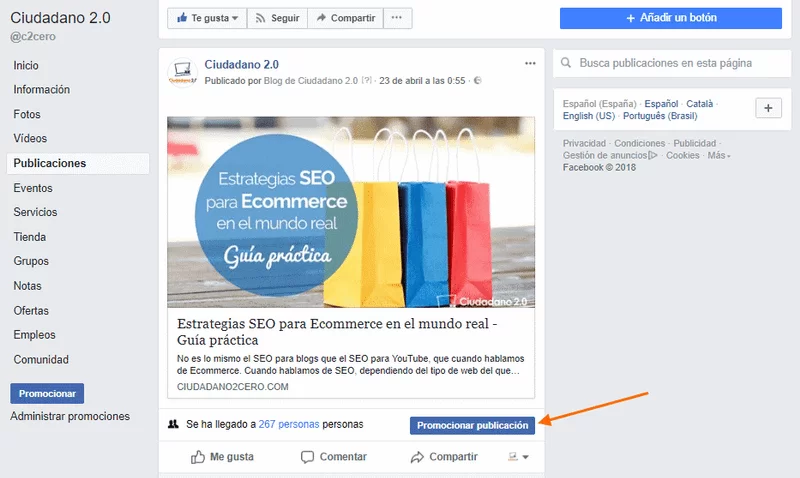 boton promocionar publicacion