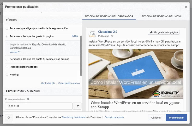 captura promocionar publicacion