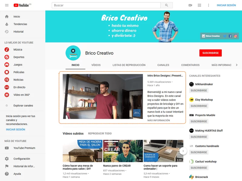 ejemplo video destacado youtube