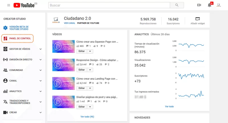 analitica youtube