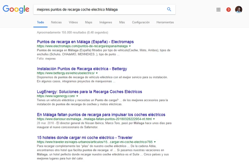 busqueda mejores puntos recarga coches eléctricos Málaga