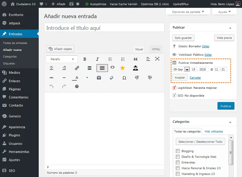 programar posts wordpress