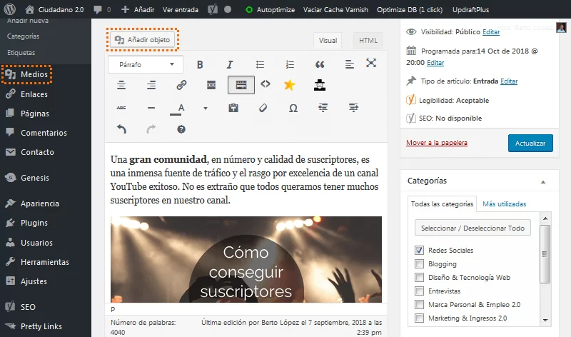 subir imagenes wordpress