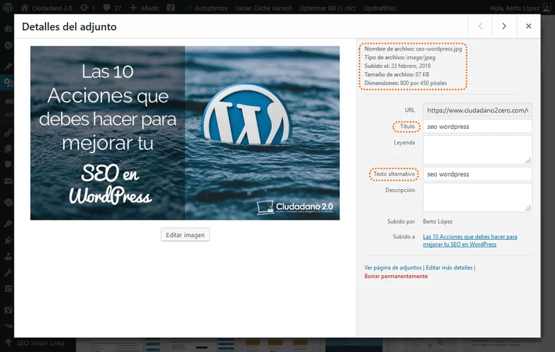 atributos imagenes wordpress
