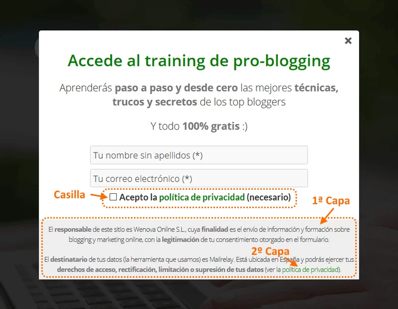 formulario captacion por capas