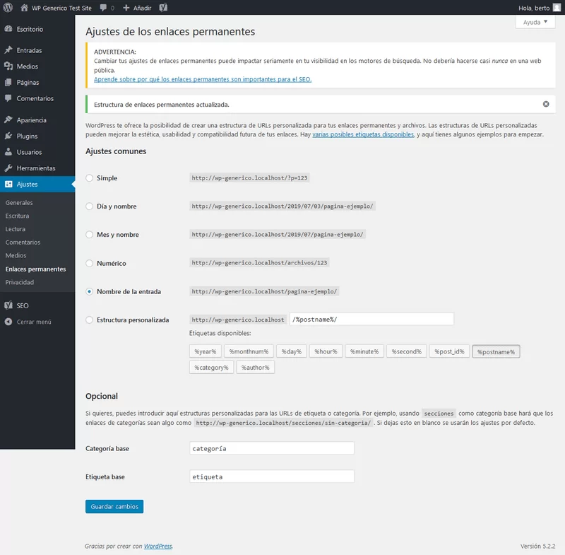 ajustes enlaces permanentes-wordpress