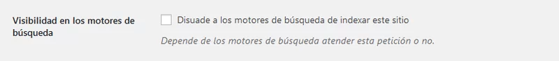 ajustes lectura wordpress visibilidad