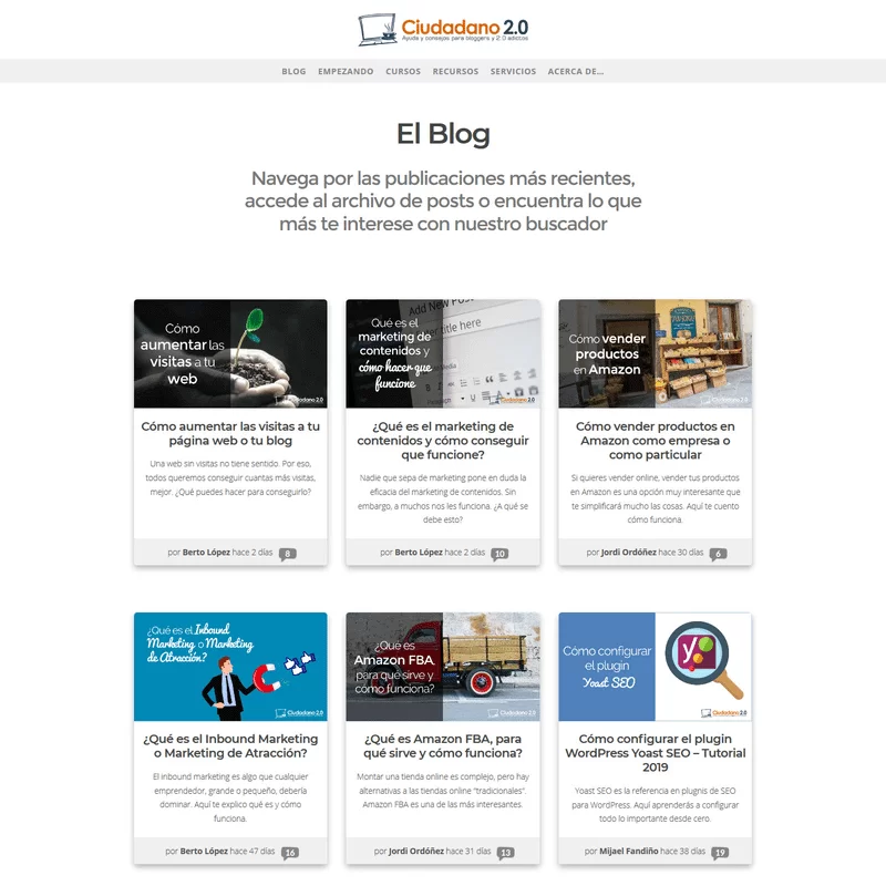 ejemplo lista posts blog