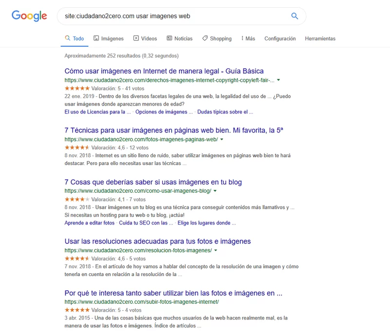resultados busqueda usar imagenes web