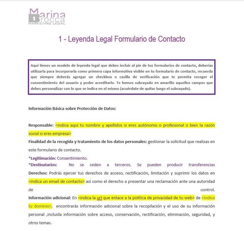 adecuacion formulario contacto