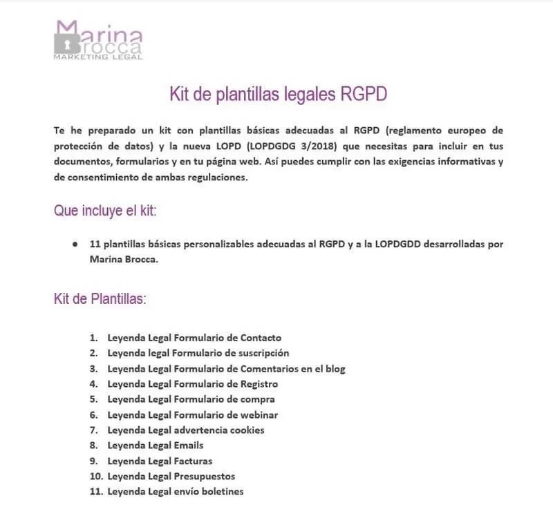modelos primeras capas kits rgpd