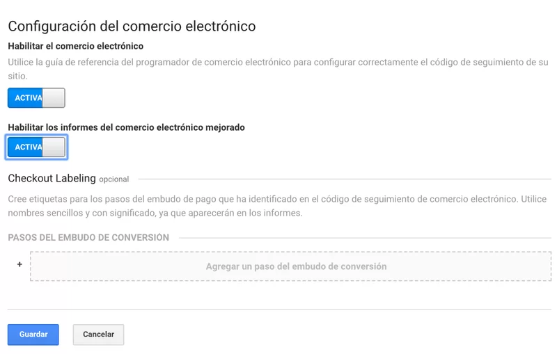 activacion ecommerce ga