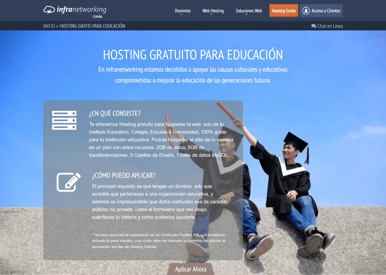 hosting gratis educativo infranetworking