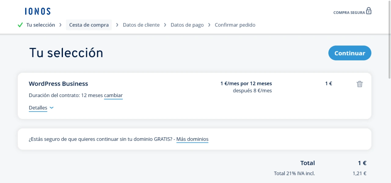 confirmacion pedido ionos
