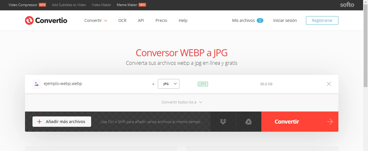 guardar webp convertio