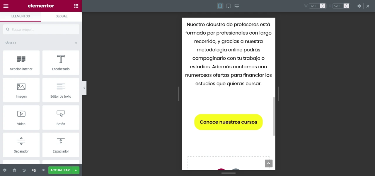 diseno adaptable elementor