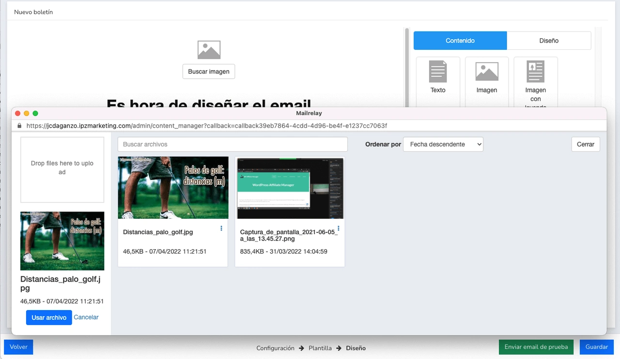 diseño envio mailrelay