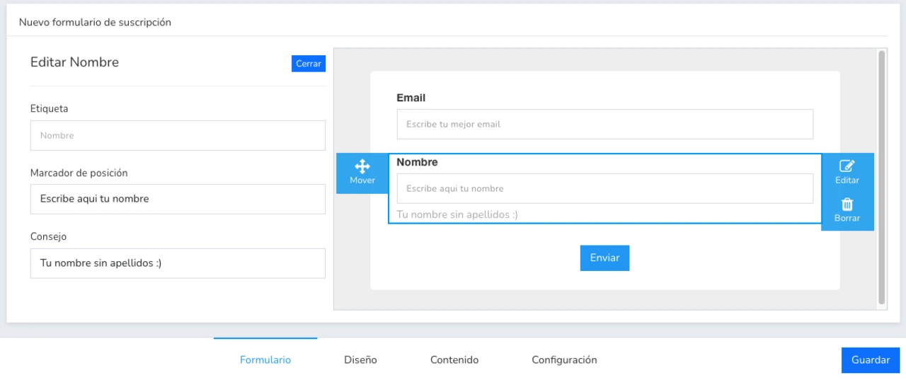contacto mailrelay formulario
