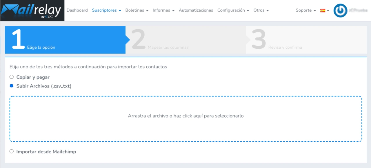 mailrelay importar