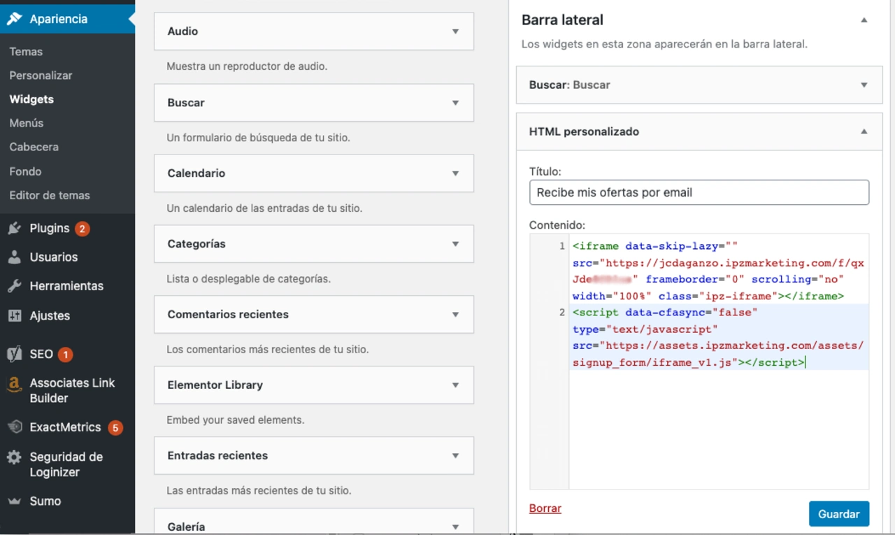 wordpress integrar