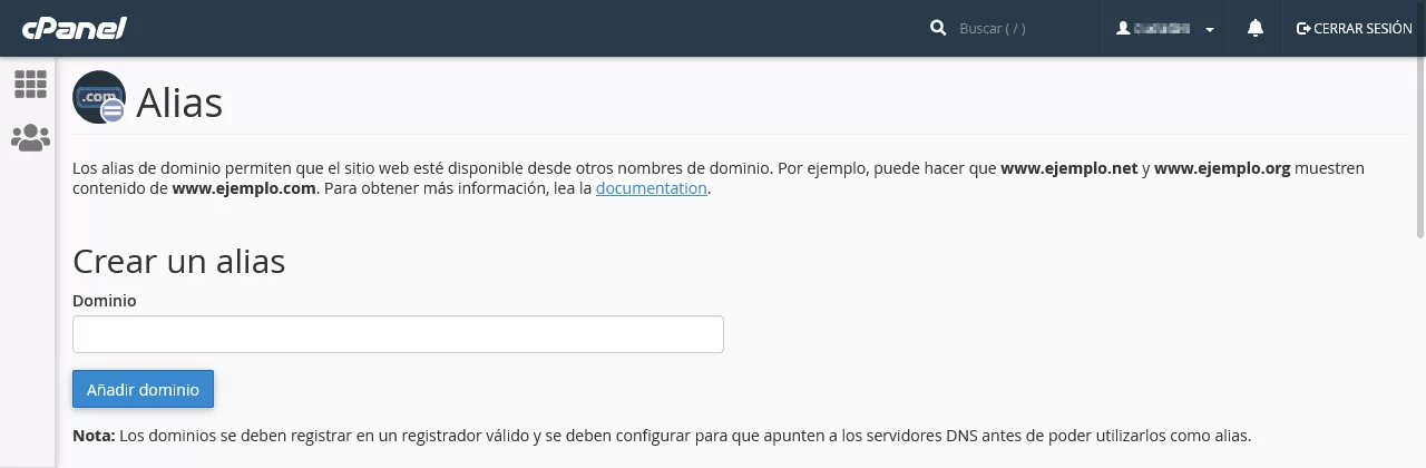 alias cpanel