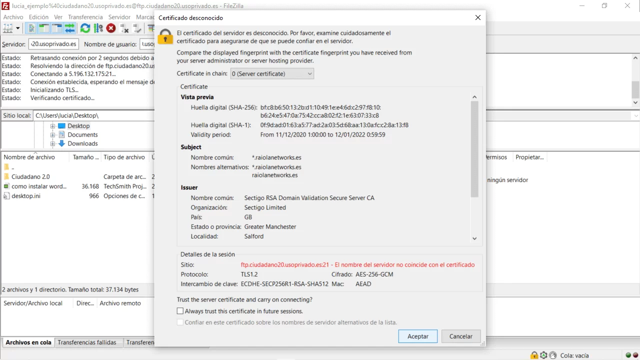 aviso filezilla
