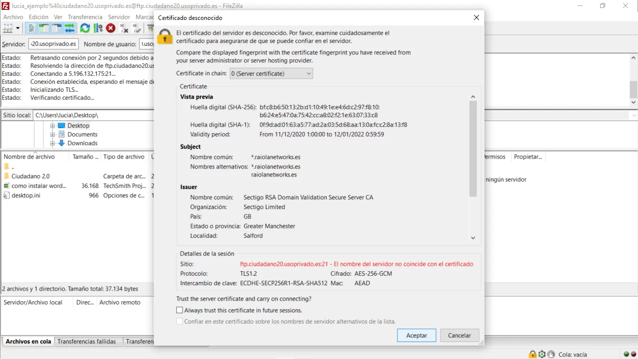 aviso filezilla