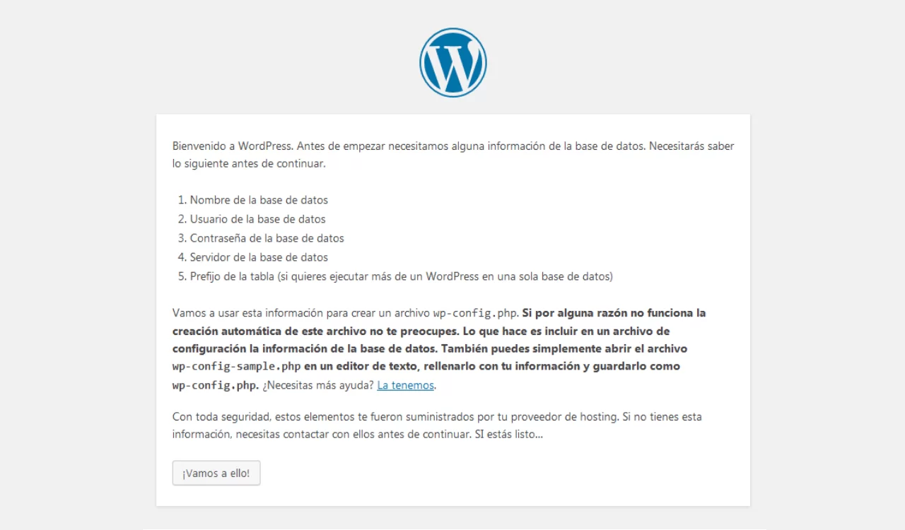 bienvenido wordpress