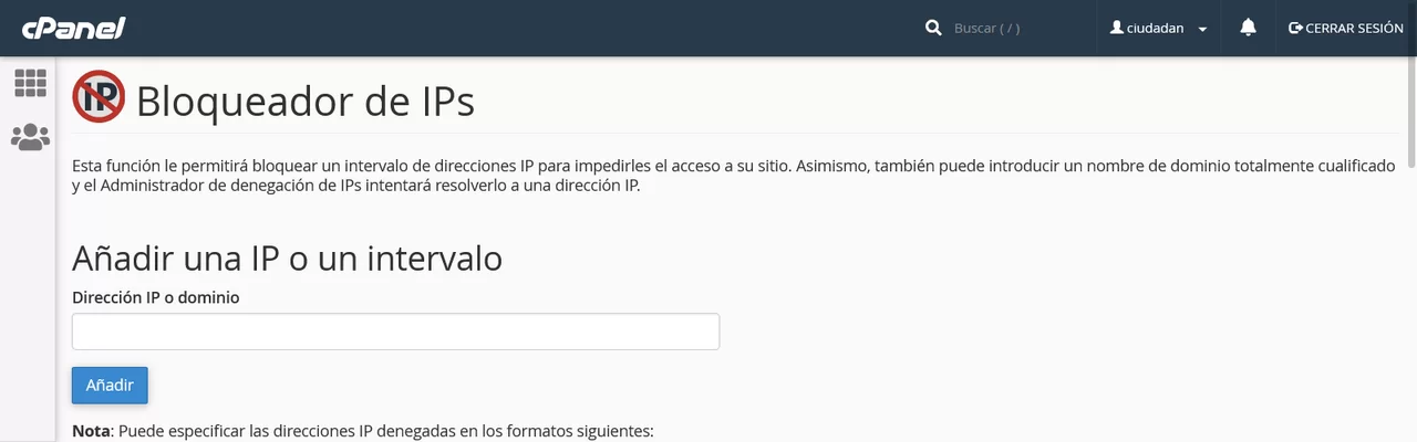 bloqueador ip cpanel