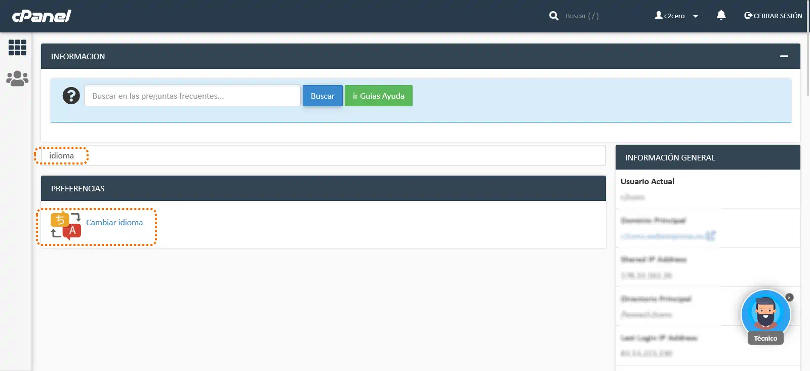 buscador cpanel