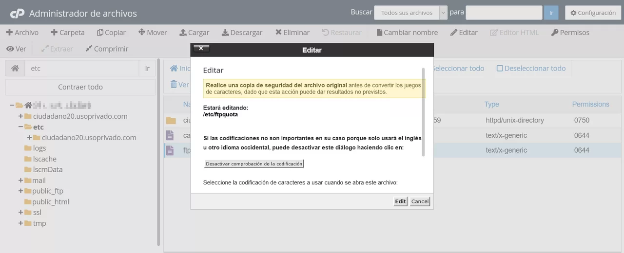 cargar cpanel