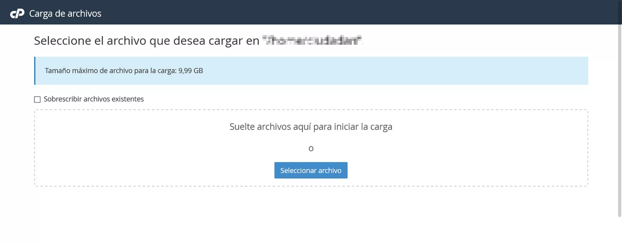 cargar ficheros cpanel