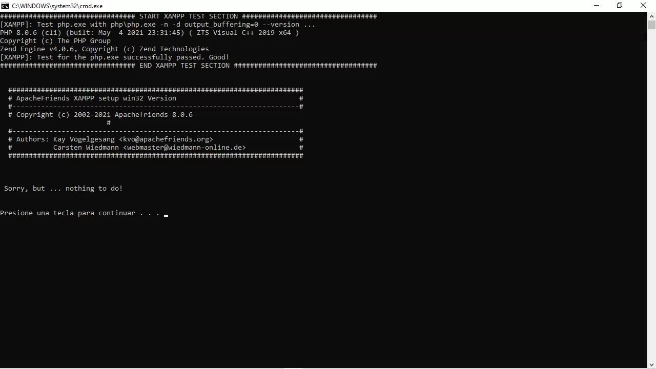 consola xampp
