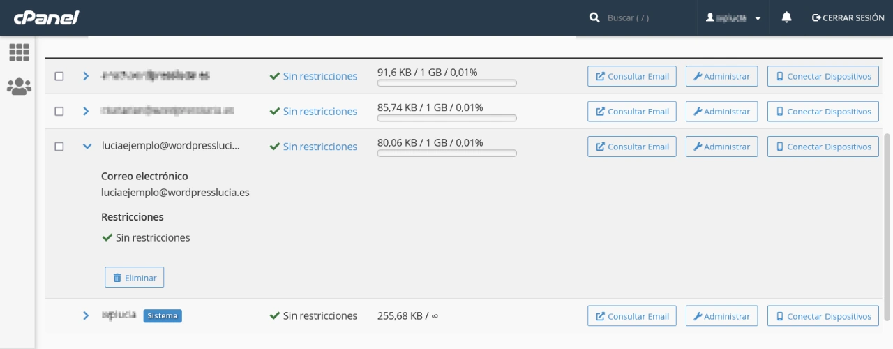 cpanel configuracion outlook