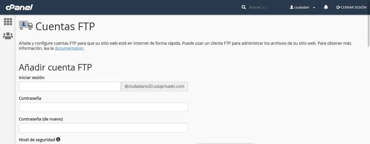 cuenta cpanel ftp