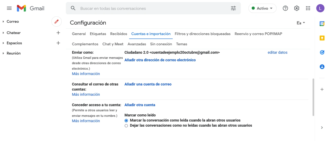 cuentas importacion gmail