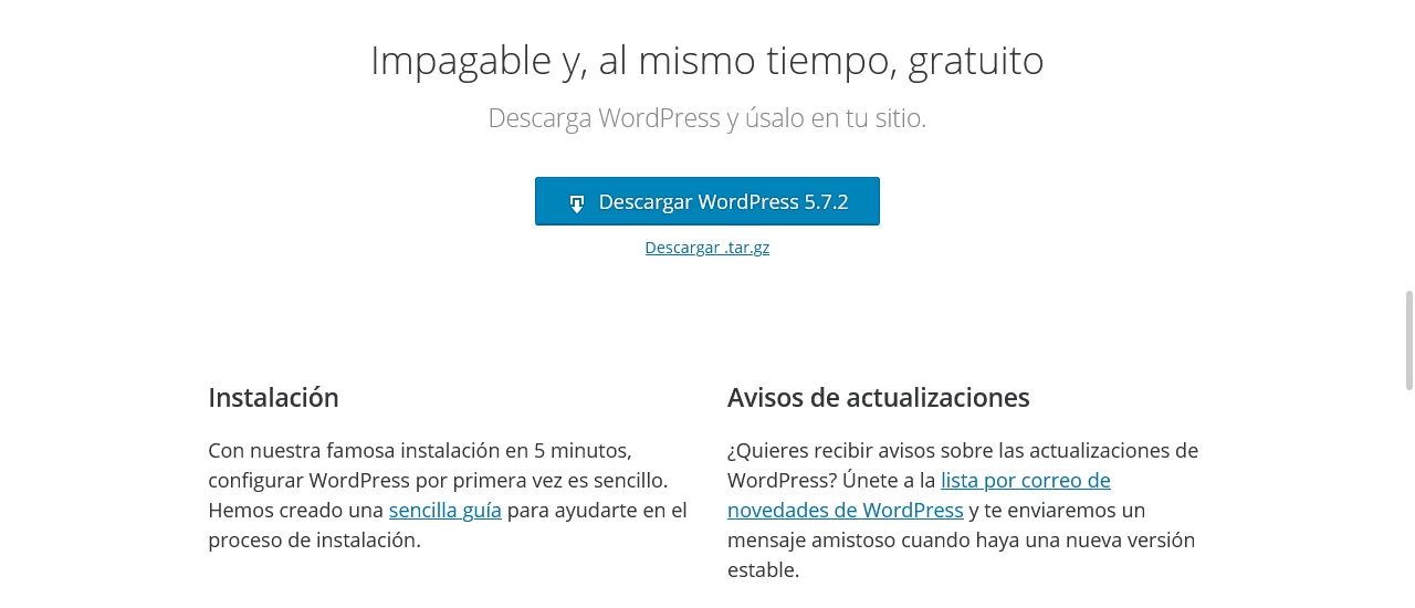 descargar wordpress