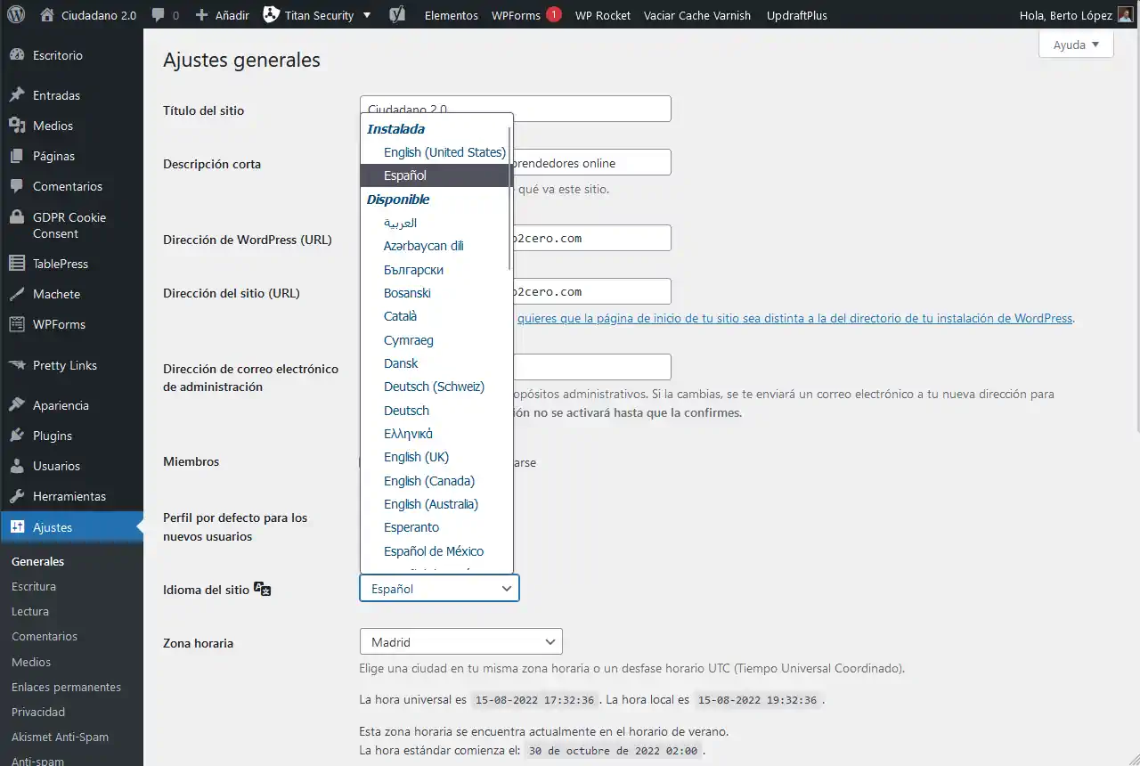desplegable idioma wordpress