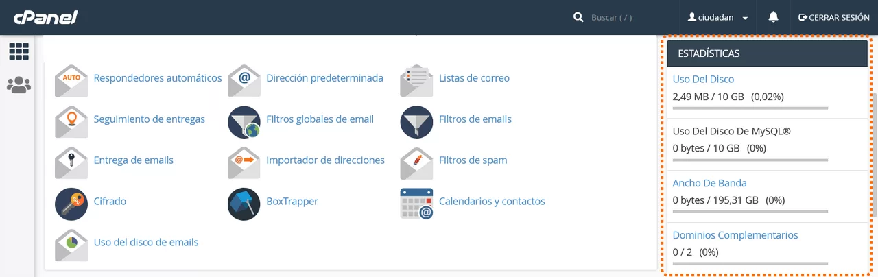 estadisticas cpanel