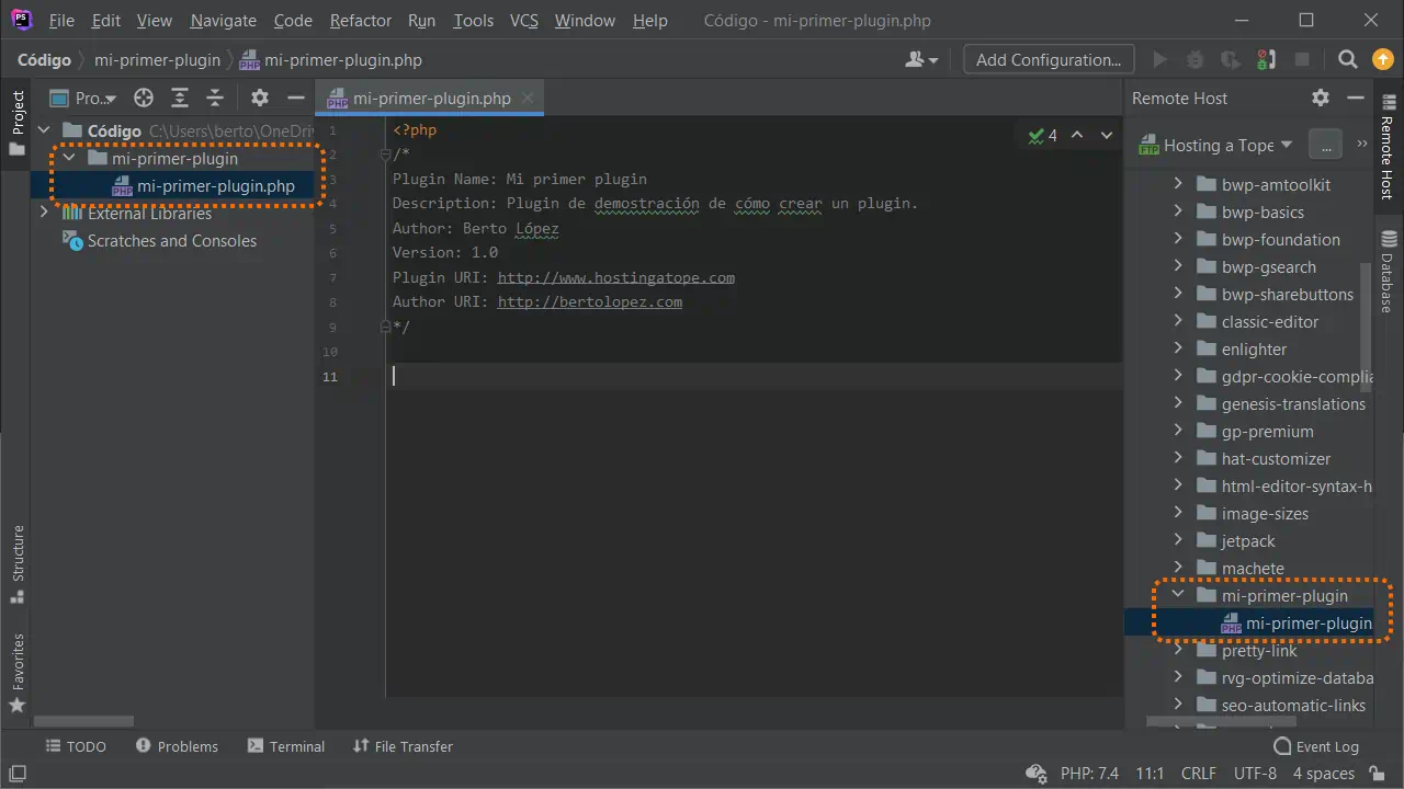 estructura basica plugin en ide