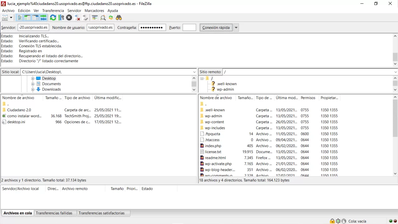 filezilla conexion