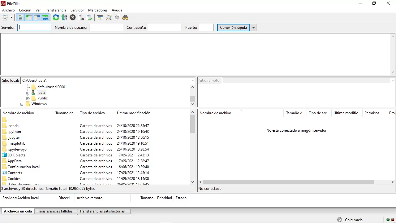 filezilla interfaz